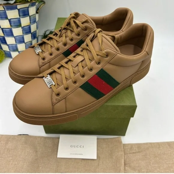 Mens Gucci ace Webb low top leather Sneakers size 11 fits 12 US made in Italy - Picture 13 of 13